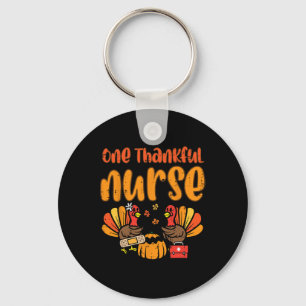One Thankful Nurse Turkey Thanksgiving Fall Scrub Key Ring