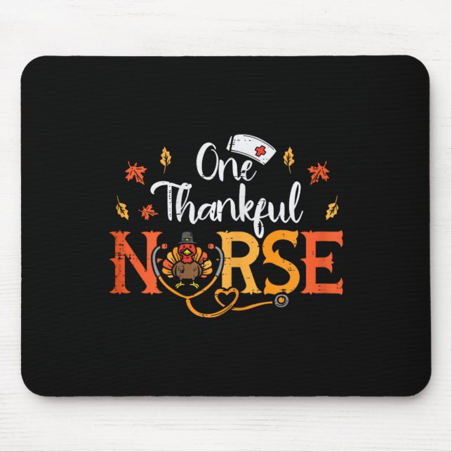 One Thankful Nurse Turkey Thanksgiving Scrub Top F Mouse Mat (Front)
