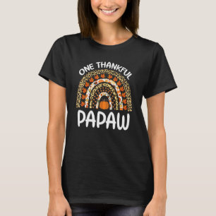 One Thankful Papaw Thanksgiving Rainbow Leopard Fa T-Shirt