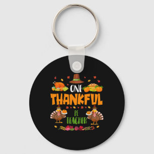 One Thankful Pe Teacher Fall Autumn Thanksgiving Key Ring