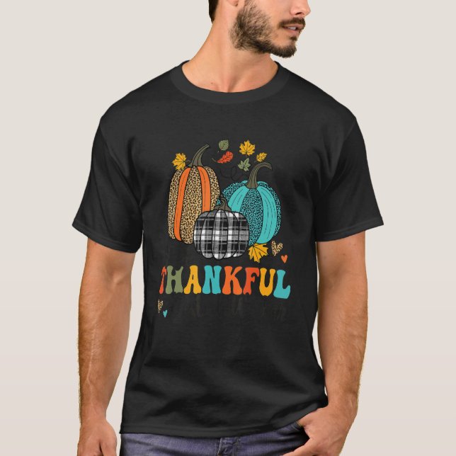 One Thankful Postal Worker Pumpkins Thanksgiving F T-Shirt (Front)