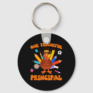 One Thankful Principal Administrator Turkey Thanks Key Ring