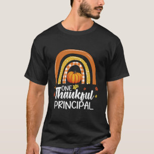 One Thankful Principal Funny Fall Leaves Autumn Th T-Shirt