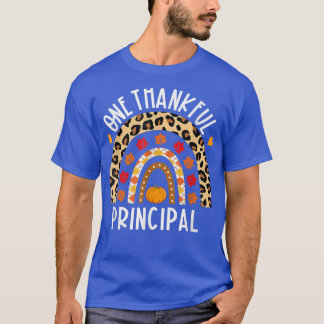 One Thankful Principal Leopard Rainbow Thanksgivin T-Shirt