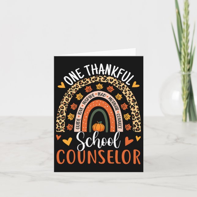 One Thankful School Counsellor Thanksgiving Rainbo Card (Front)