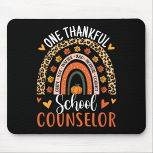 One Thankful School Counsellor Thanksgiving Rainbo Mouse Mat