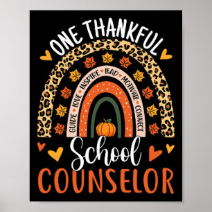 One Thankful School Counsellor Thanksgiving Rainbo Poster