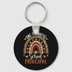 One Thankful School Principal Thanksgiving Rainbow Key Ring