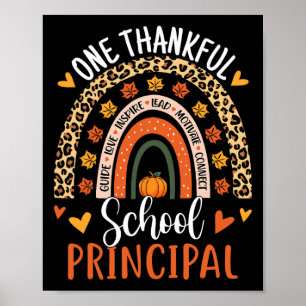 One Thankful School Principal Thanksgiving Rainbow Poster