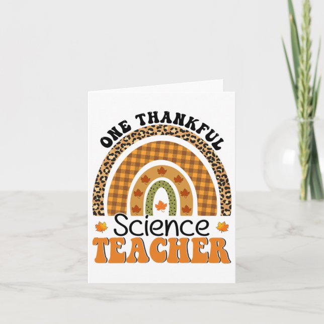 One Thankful Science Teacher Groovy Thanksgiving R Card (Front)