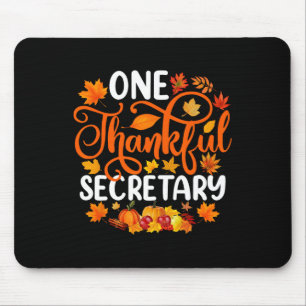 One Thankful Secretary Funny Fall Autumn Thanksgiv Mouse Mat