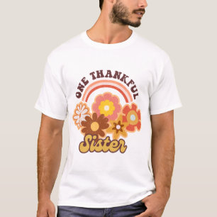One Thankful Sixter Halloween Groovy Fall Season T-Shirt