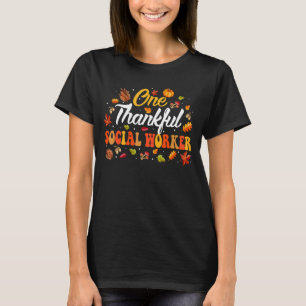 One Thankful Social Worker Fall Leaves Autumn Than T-Shirt