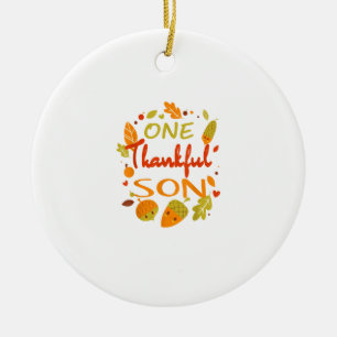One Thankful Son Shirt Family Thanksgiving 2021 ma Ceramic Tree Decoration