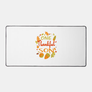 One Thankful Son Shirt Family Thanksgiving 2021 ma Desk Mat