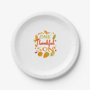 One Thankful Son Shirt Family Thanksgiving 2021 ma Paper Plate