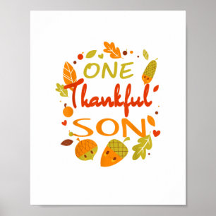 One Thankful Son Shirt Family Thanksgiving 2021 ma Poster