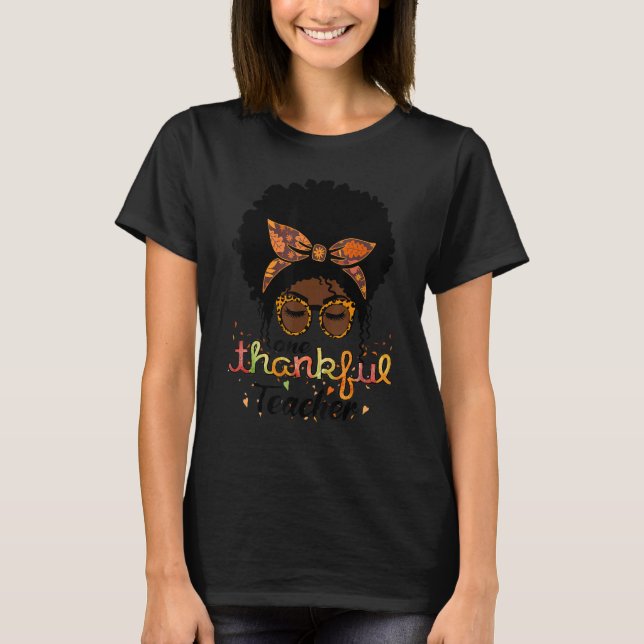 One Thankful Teacher Afro American Women Fall Than T-Shirt (Front)