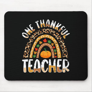 One Thankful Teacher Cute Thanksgiving Rainbow Leo Mouse Mat