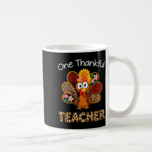 One Thankful Teacher Funny Cute Turkey Thanksgivin Coffee Mug