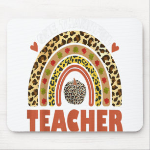 One Thankful Teacher Leopard Rainbow Pumpkin Thank Mouse Mat