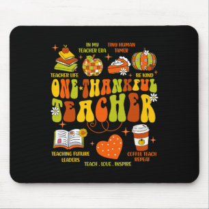 One Thankful Teacher Retro Groovy Teacher Thanksgi Mouse Mat