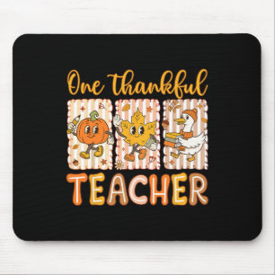One Thankful Teacher Thanksgiving Preppy Fall Teac Mouse Mat