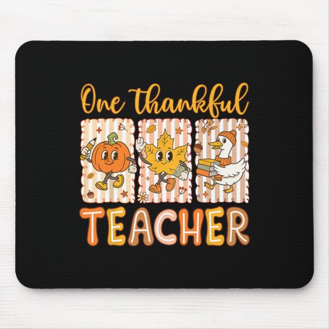One Thankful Teacher Thanksgiving Preppy Fall Teac Mouse Mat (Front)