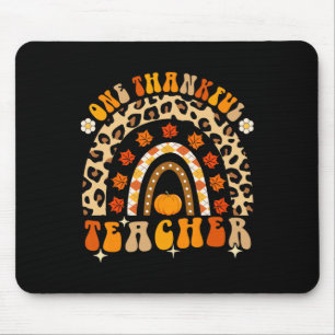 One Thankful Teacher Thanksgiving Rainbow Leopard  Mouse Mat