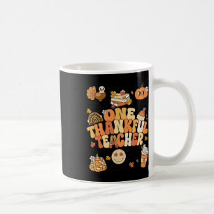 One Thankful Teacher Thanksgiving Retro Autumn Fal Coffee Mug