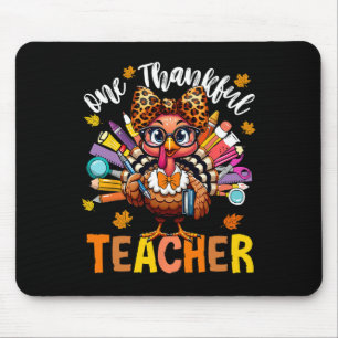 One Thankful Teacher Thanksgiving Turkey Cute Cray Mouse Mat