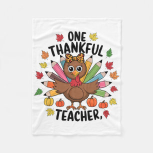 One Thankful Teacher Thanksgiving Turkey Cute Pump Fleece Blanket