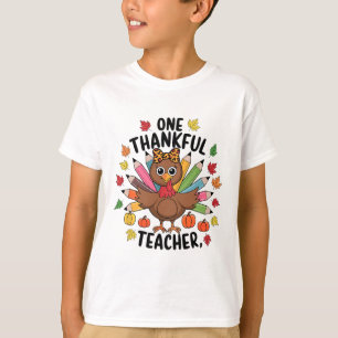 One Thankful Teacher Thanksgiving Turkey Cute Pump T-Shirt
