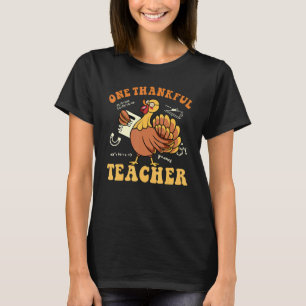 One Thankful Teacher Turkey Autumn Fall Thanksgivi T-Shirt
