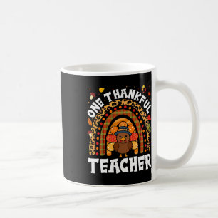 One Thankful Teacher Turkey Thanksgiving Rainbow F Coffee Mug