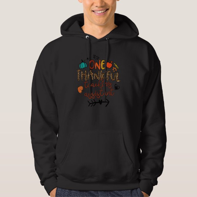 One Thankful Teaching Assistant Leopard Fall Thank Hoodie (Front)