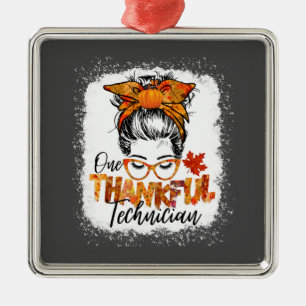 One thankful technician Thanksgiving women fall Metal Tree Decoration