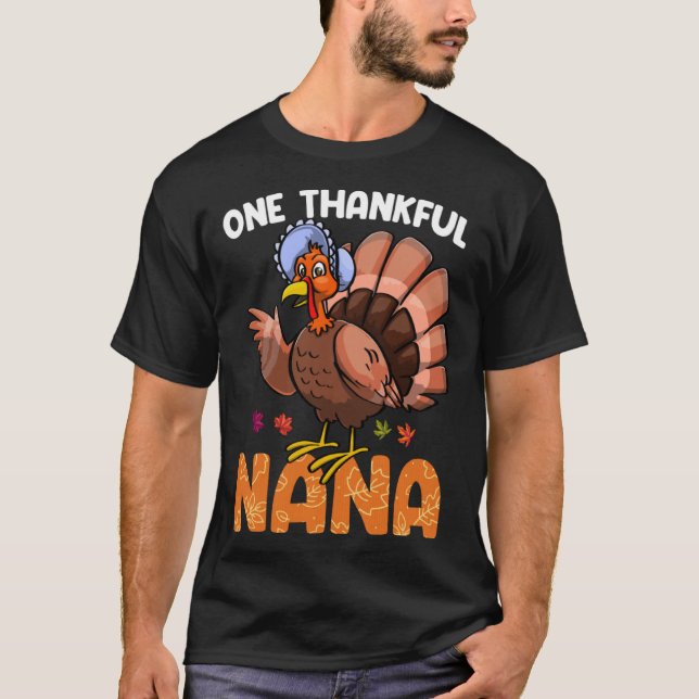 One Thankfull Nana Turkey  Women Flock Love Foodie T-Shirt (Front)
