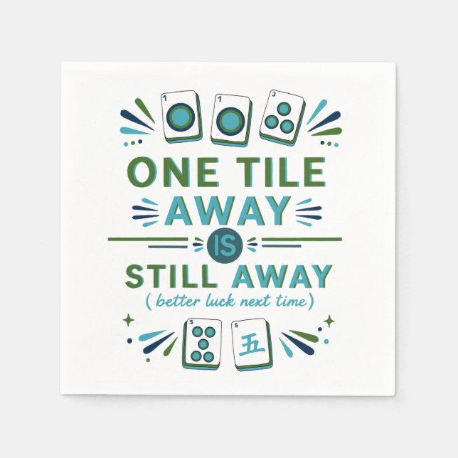     One Tile Away Mahjong Cocktail Napkins (Front)