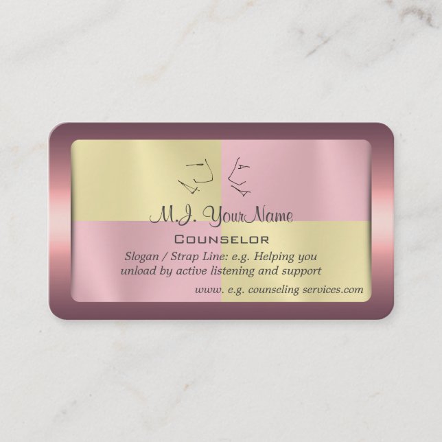 One to One Counsellor, pink-framed battenburg Business Card (Front)