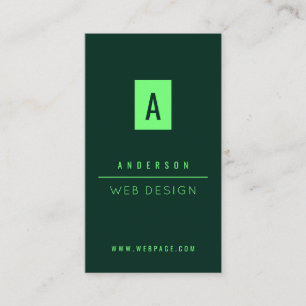 One tone modern elegant teal lime green business card