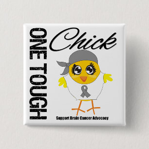 One Tough Chick Brain Cancer Warrior 15 Cm Square Badge