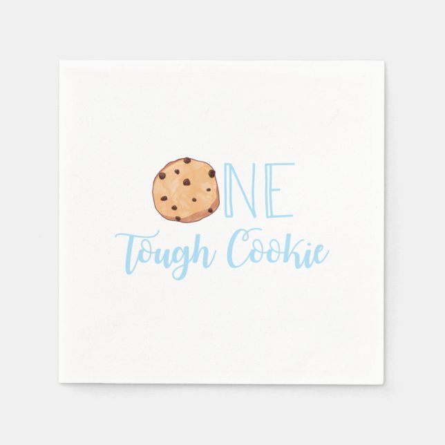 One Tough Cookie blue Birthday Party Napkin (Front)