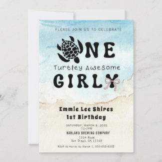 One Turtley Awesome Girly Invitation