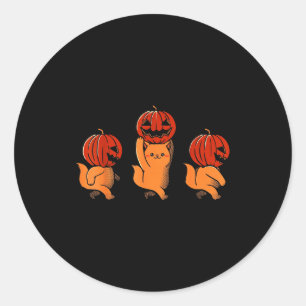One Two Three Cute Kittens Pumpkin Halloween Soky Classic Round Sticker
