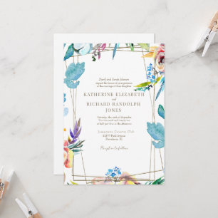 One Venue Colourful Floral Elegant Wedding II Invitation