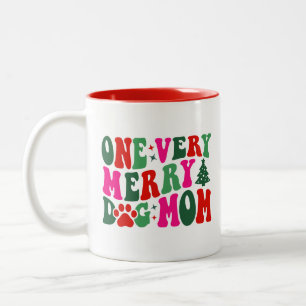 One Very Merry Dog Mom Christmas Day Photo Dog  Two-Tone Coffee Mug