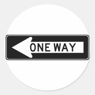 One Way Arrow (Left) Highway Sign Classic Round Sticker