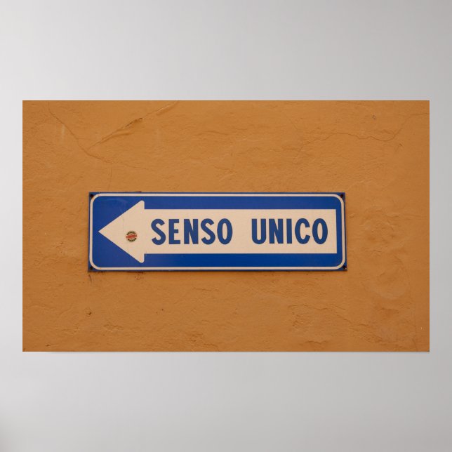 One Way in Italian Street Sign Senso Unico! (Front)