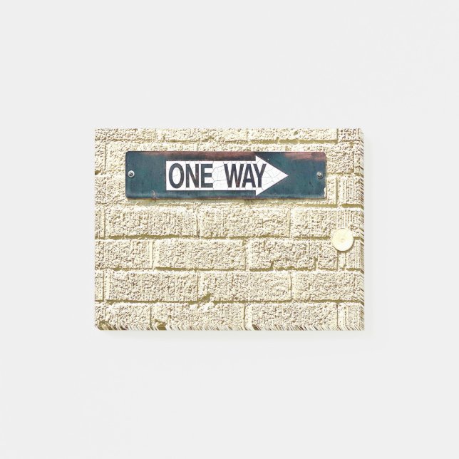 One Way Sign Brick Industrial Signage Black Ink Post-it Notes (Front)